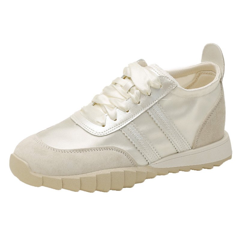 画像2: Ｗomen's Paste Color Leather Satin Metallic platform Mary Jane sneakers trainers Y2K 本革 リアルレザー パステルカラー シークレットインソール 厚底 サテン メタリックスニーカープラットフォーム  バレエコア (2)