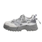 画像1: Ｗomen's Platform chunky sole flower lace-up sneakers プラットフォームチャンキーソールフラワー付きレースアップスニーカー (1)
