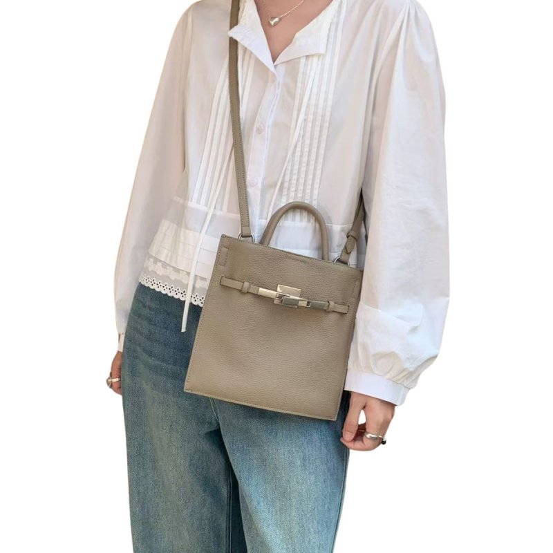 画像12: Genuine Leather Kelly Mini Tote Shoulder Crossbody Bag　本革レザーケリーミニトートショルダークロスボディバッグ (12)