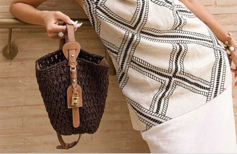 画像8: Tote shoulder basket bag with padlock   カデナ付きトートショルダー籠かごバスケットバッグ (8)