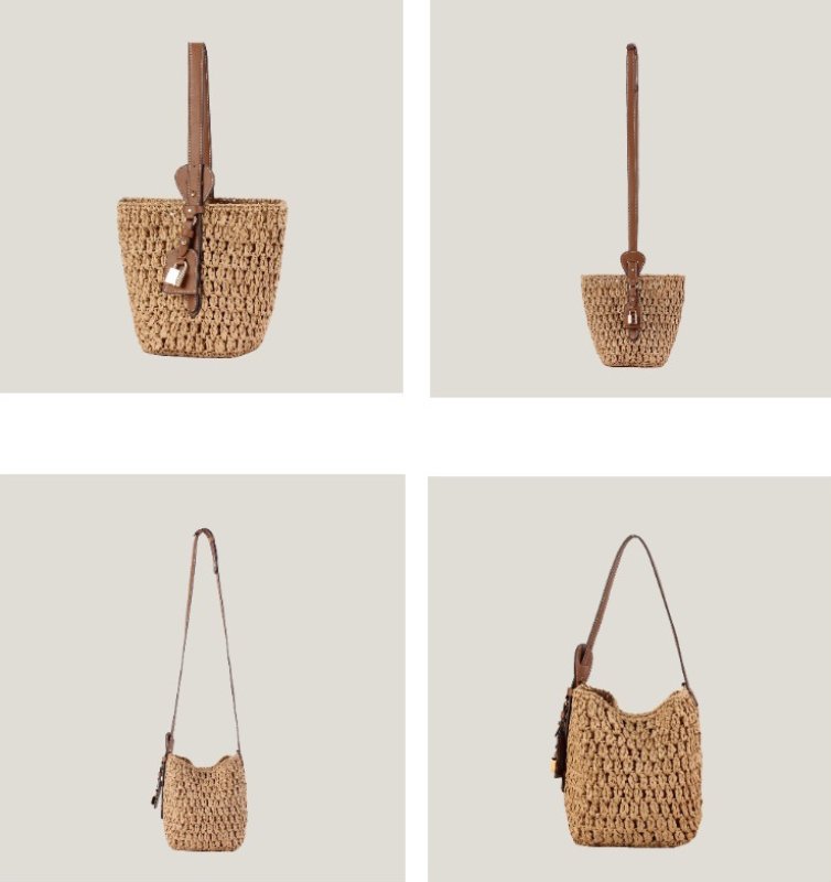 画像9: Tote shoulder basket bag with padlock   カデナ付きトートショルダー籠かごバスケットバッグ (9)