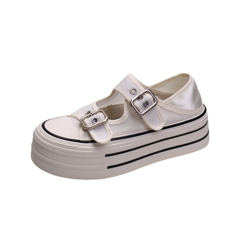 画像2: Ｗomen's Canvas platform double-strap sneakers キャンバス厚底プラットフォームダブルベルトストラップスニーカー (2)