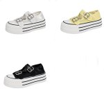 画像4: Ｗomen's Canvas platform double-strap sneakers キャンバス厚底プラットフォームダブルベルトストラップスニーカー (4)