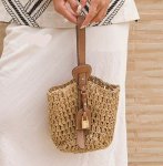 画像3: Tote shoulder basket bag with padlock   カデナ付きトートショルダー籠かごバスケットバッグ (3)