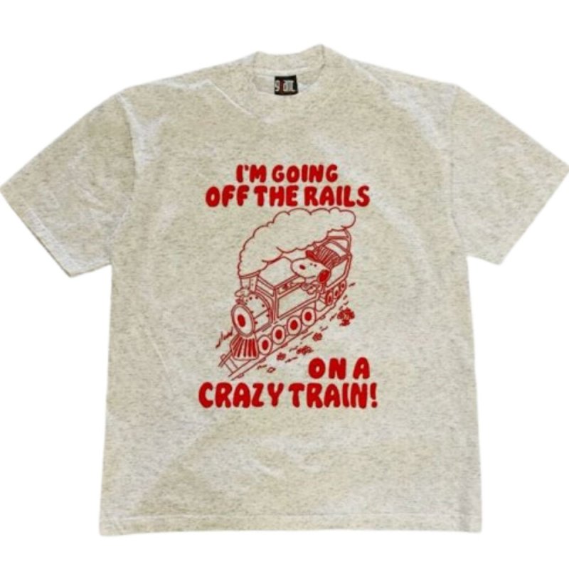 画像1: Snoopy & Crazy Train Short Sleeve T-Shirt  　ユニセックス 男女兼用スヌーピー＆クレイジートレインヴィンテージスタイルプリント 半袖 Tシャツ (1)