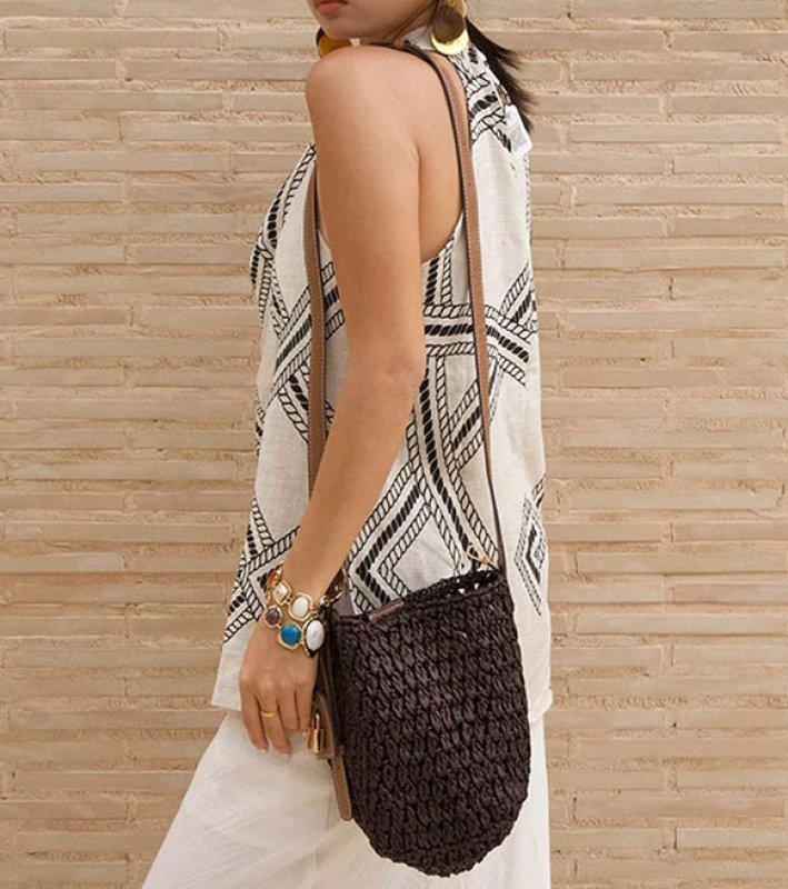 画像7: Tote shoulder basket bag with padlock   カデナ付きトートショルダー籠かごバスケットバッグ (7)