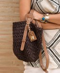 画像4: Tote shoulder basket bag with padlock   カデナ付きトートショルダー籠かごバスケットバッグ (4)