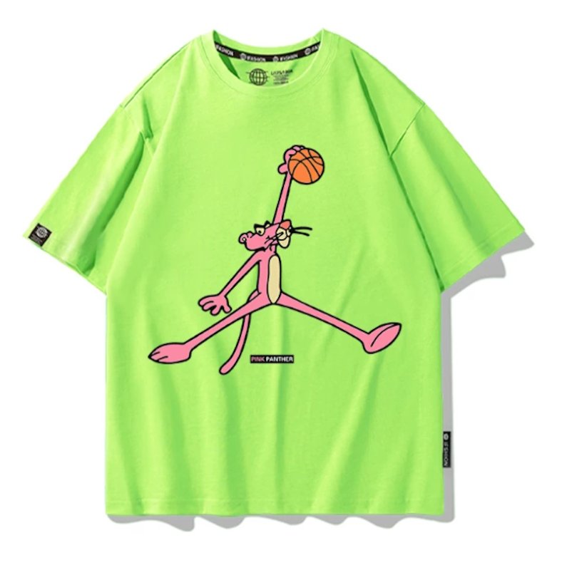 画像7: basketball dunk Short-Sleeve T-Shirt　ユニセックス 男女兼用 ピンクパンサーバスケットボールダンクプリント半袖Tシャツプリント  (7)