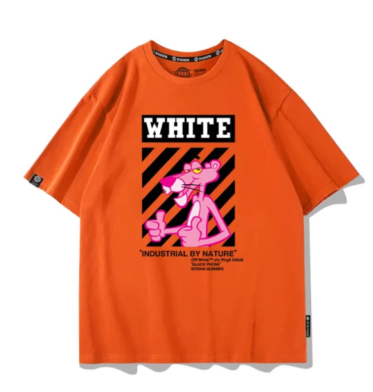 画像6: White Pink Panther Print Short-Sleeve T-Shirt　ユニセックス 男女兼用white ピンクパンサープリント半袖Tシャツプリント  (6)