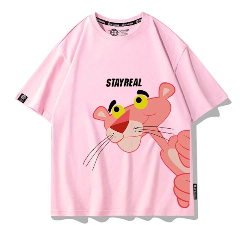 画像6: STAYREAL Pink Panther Print Short-Sleeve T-Shirt　ユニセックス 男女兼用STAYREAL ピンクパンサープリント半袖Tシャツプリント  (6)