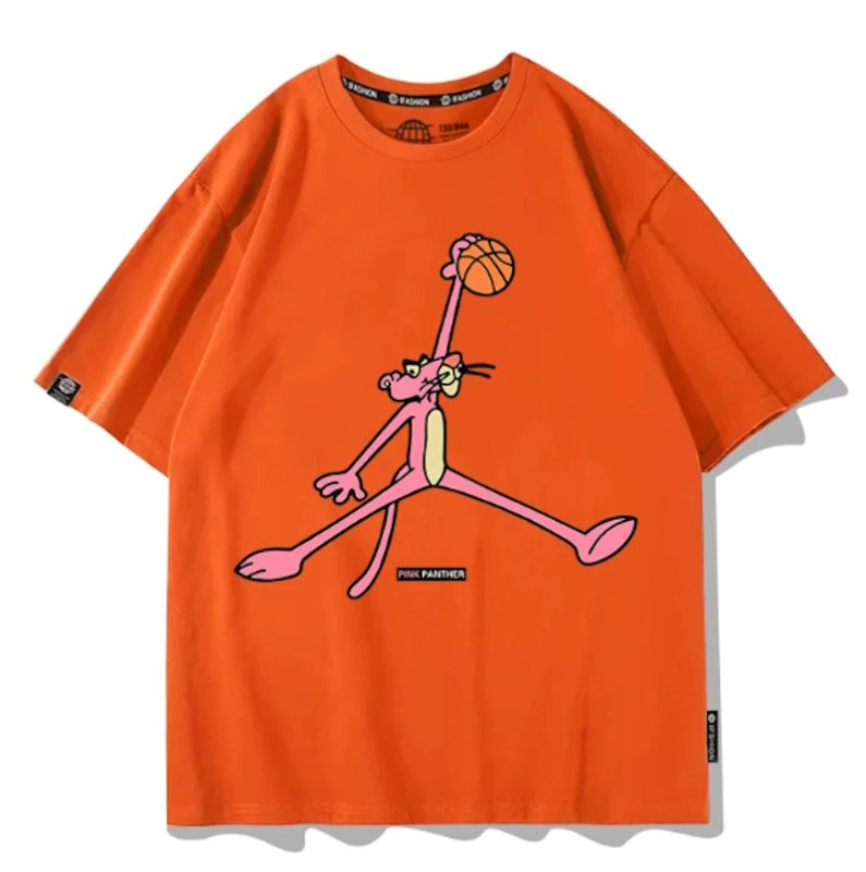 画像6: basketball dunk Short-Sleeve T-Shirt　ユニセックス 男女兼用 ピンクパンサーバスケットボールダンクプリント半袖Tシャツプリント  (6)