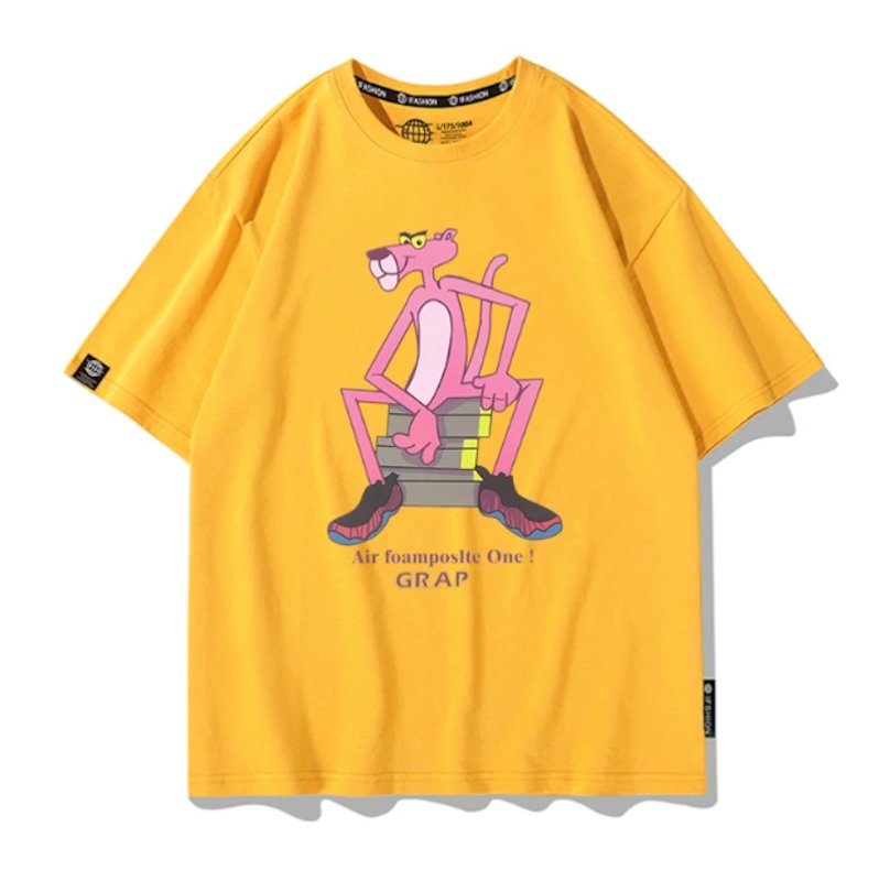 画像5: basketball dunk Short-Sleeve T-Shirt　ユニセックス 男女兼用 ピンクパンサーバスケットボールダンクプリント半袖Tシャツプリント  (5)