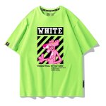 画像8: White Pink Panther Print Short-Sleeve T-Shirt　ユニセックス 男女兼用white ピンクパンサープリント半袖Tシャツプリント  (8)