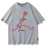 画像1: basketball dunk Short-Sleeve T-Shirt　ユニセックス 男女兼用 ピンクパンサーバスケットボールダンクプリント半袖Tシャツプリント  (1)