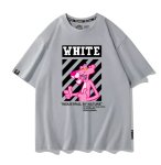 画像3: White Pink Panther Print Short-Sleeve T-Shirt　ユニセックス 男女兼用white ピンクパンサープリント半袖Tシャツプリント  (3)