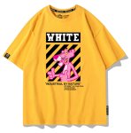 画像5: White Pink Panther Print Short-Sleeve T-Shirt　ユニセックス 男女兼用white ピンクパンサープリント半袖Tシャツプリント  (5)