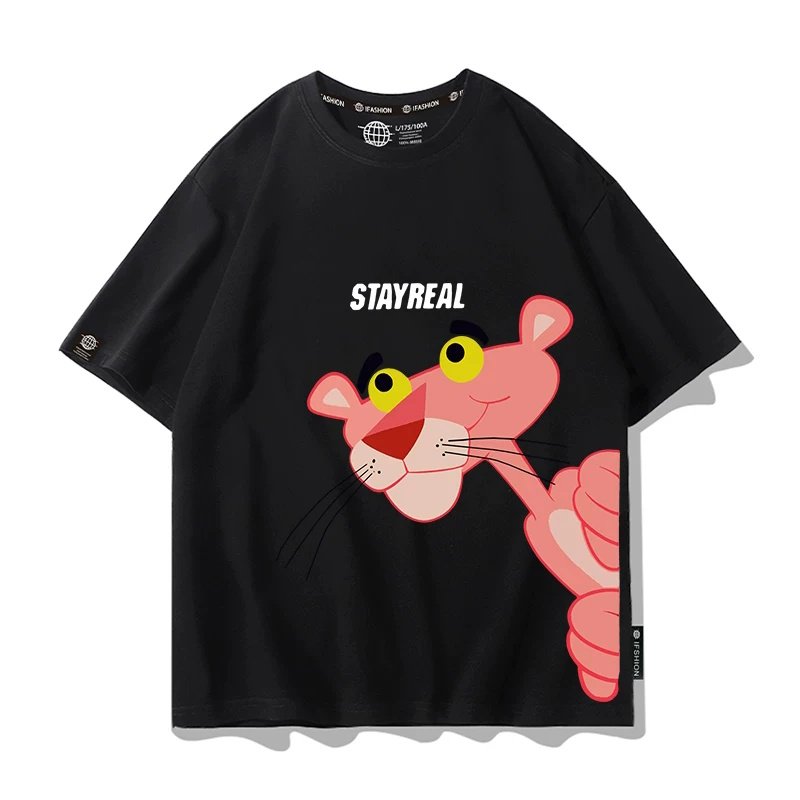 画像2: STAYREAL Pink Panther Print Short-Sleeve T-Shirt　ユニセックス 男女兼用STAYREAL ピンクパンサープリント半袖Tシャツプリント  (2)
