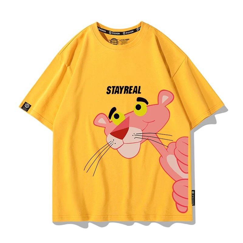 画像4: STAYREAL Pink Panther Print Short-Sleeve T-Shirt　ユニセックス 男女兼用STAYREAL ピンクパンサープリント半袖Tシャツプリント  (4)