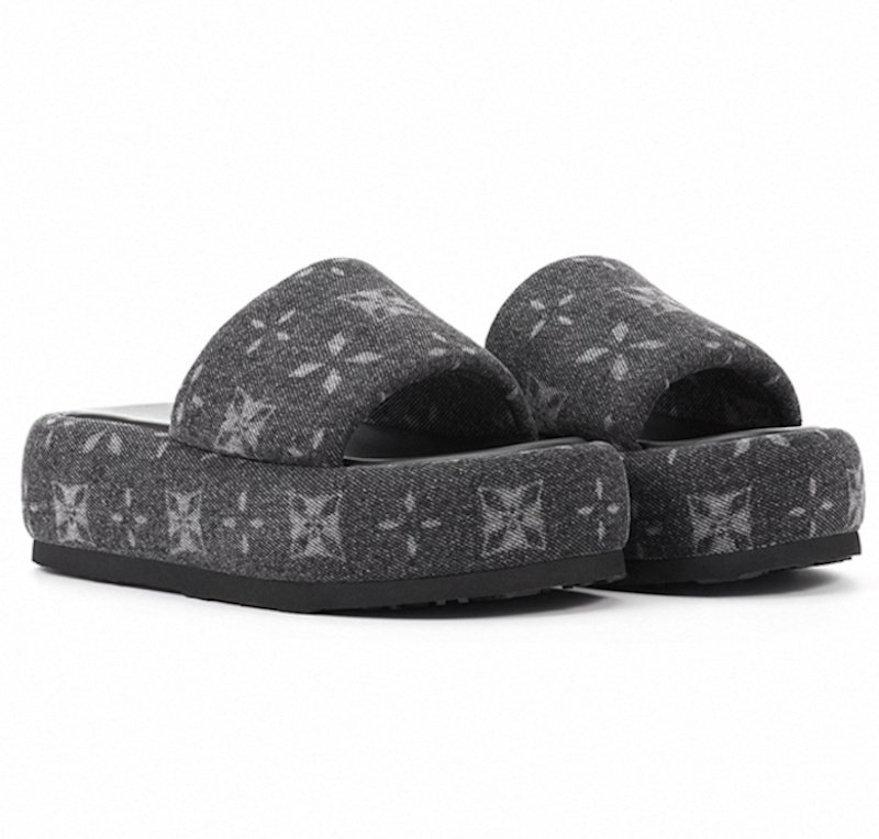 画像2: Platform Star Cross Flower Denim Slip-on Sandals　プラットフォーム スタークロスフラワーデニム スリッポンサンダル (2)