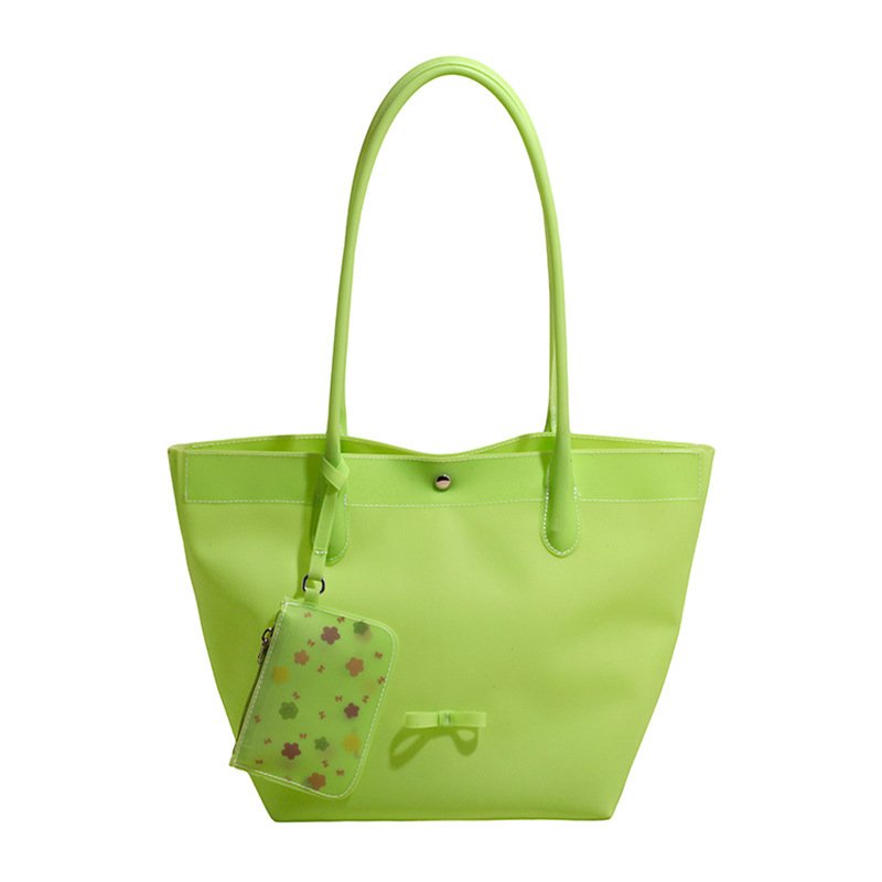 画像2: PVC Jerry  Large Capacity Tote Shoulder Bag with a pouch ジェリートートショルダー フレンチバッグ ポーチ付き (2)
