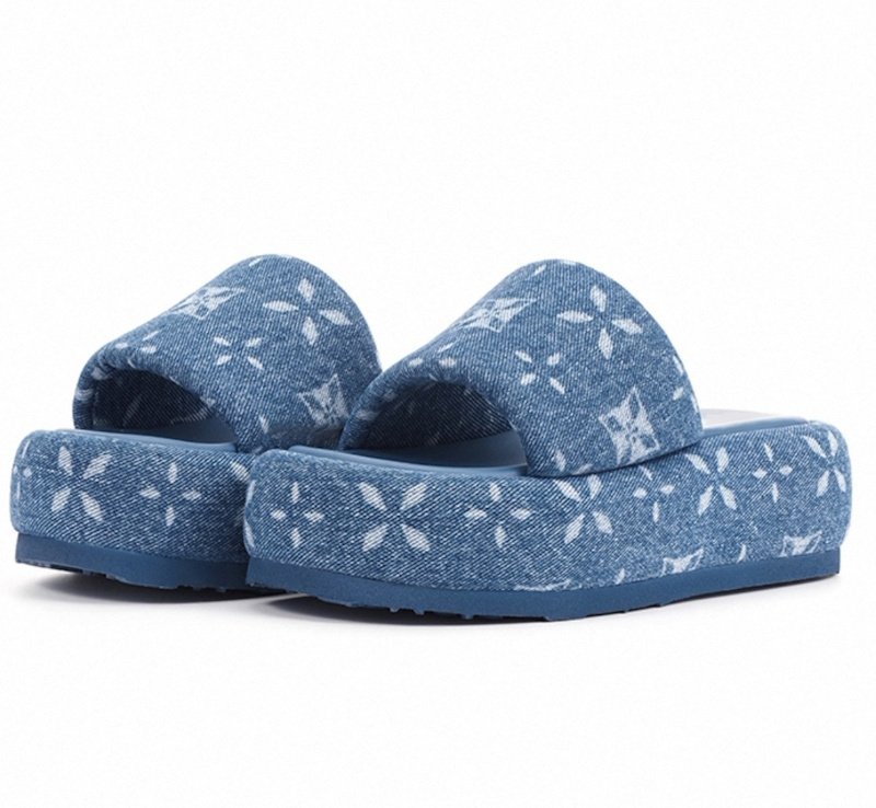 画像7: Platform Star Cross Flower Denim Slip-on Sandals　プラットフォーム スタークロスフラワーデニム スリッポンサンダル (7)