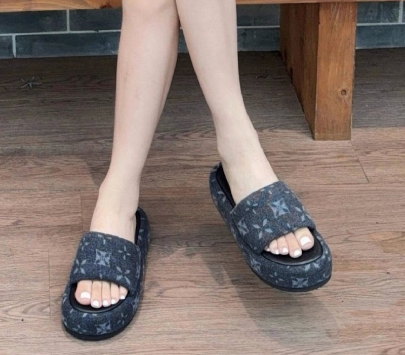 画像4: Platform Star Cross Flower Denim Slip-on Sandals　プラットフォーム スタークロスフラワーデニム スリッポンサンダル (4)