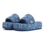 画像1: Platform Star Cross Flower Denim Slip-on Sandals　プラットフォーム スタークロスフラワーデニム スリッポンサンダル (1)