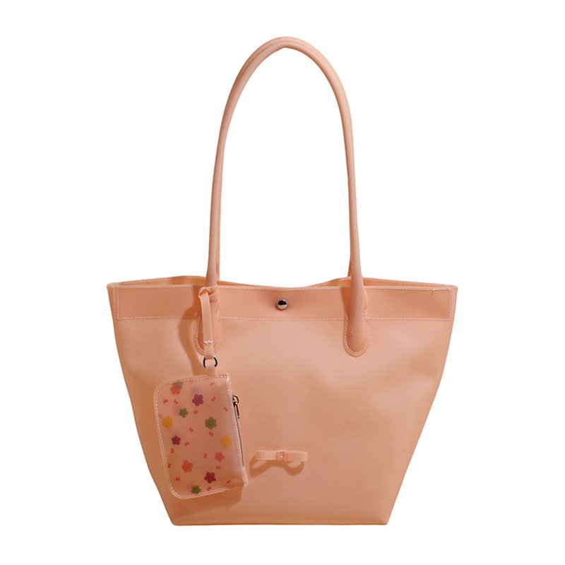 画像1: PVC Jerry  Large Capacity Tote Shoulder Bag with a pouch ジェリートートショルダー フレンチバッグ ポーチ付き (1)