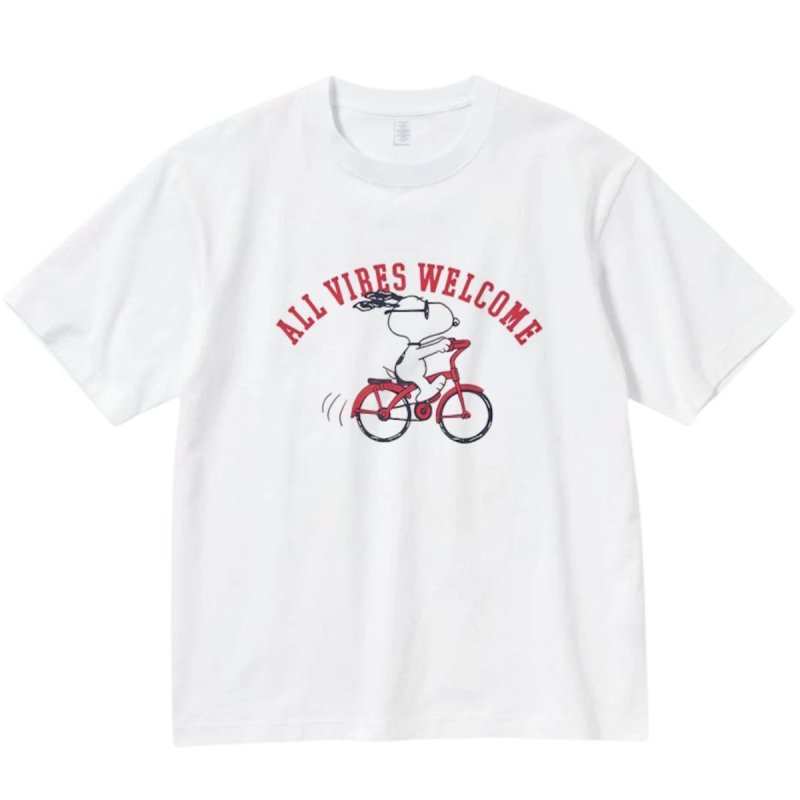 画像1: Cycling Snoopy Print Short-sleeved T-shirt ユニセックス男女兼用 サイクリングヌーピー プリント 半袖Tシャツ (1)