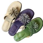 画像6: Fairy Rhinestone Pom Pom Leather Thong Sandals　 フェアリーラインストーンポンポンレザートングサンダル (6)