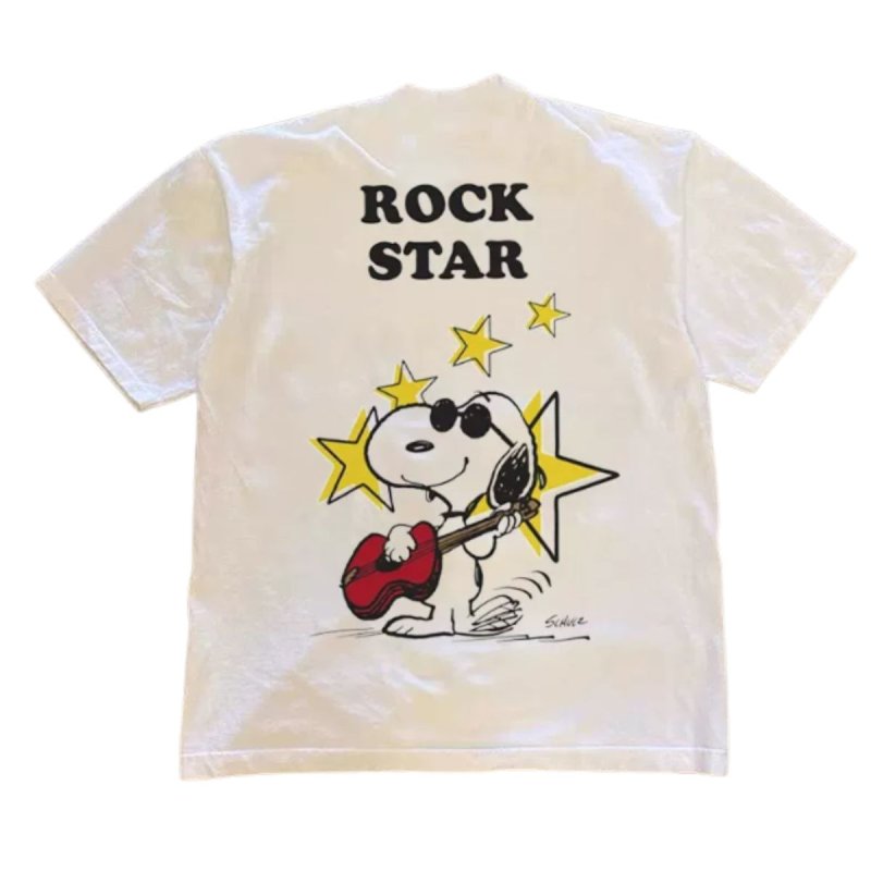 画像1: Snoopy Rockstar Vintage Style Short-Sleeve T-Shirt　ユニセックス 男女兼用ロックスタースヌーピーヴィンテージスタイル半袖 (1)