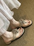 画像10: Fairy Rhinestone Pom Pom Leather Thong Sandals　 フェアリーラインストーンポンポンレザートングサンダル (10)