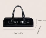 画像3:  Ribbon-style horizontal enamel tote shoulder bag　リボン付き横長エナメルトートショルダー フレンチバッグ (3)
