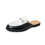 画像2: Mens Unisex Leather two-tone tassel & chain metal Sandal slippers flat single shoes  フラットレザーバイカラータッセル＆チェーンメタルサンダルスリッパ ローファー シューズ (2)