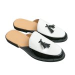 画像3: Mens Unisex Leather two-tone tassel & chain metal Sandal slippers flat single shoes  フラットレザーバイカラータッセル＆チェーンメタルサンダルスリッパ ローファー シューズ (3)