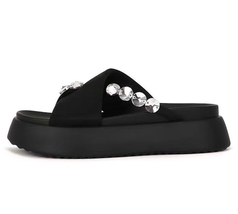 画像1: Crystal platform thong sandals　 クリスタルトング厚底プラットフォームトングサンダル (1)