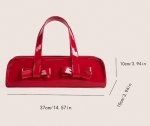 画像4:  Ribbon-style horizontal enamel tote shoulder bag　リボン付き横長エナメルトートショルダー フレンチバッグ (4)