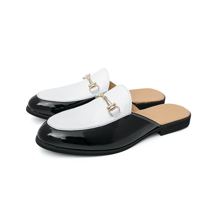 画像4: Mens Unisex Leather two-tone tassel & chain metal Sandal slippers flat single shoes  フラットレザーバイカラータッセル＆チェーンメタルサンダルスリッパ ローファー シューズ (4)