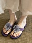 画像7: Fairy Rhinestone Pom Pom Leather Thong Sandals　 フェアリーラインストーンポンポンレザートングサンダル (7)