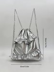 画像5: Unisex Frill Silver Metallic Backpack Tote Shoulder Bag　ユニセックス男女兼用フリル付シルバーメタリックバックパックトートショルダーバッグ (5)