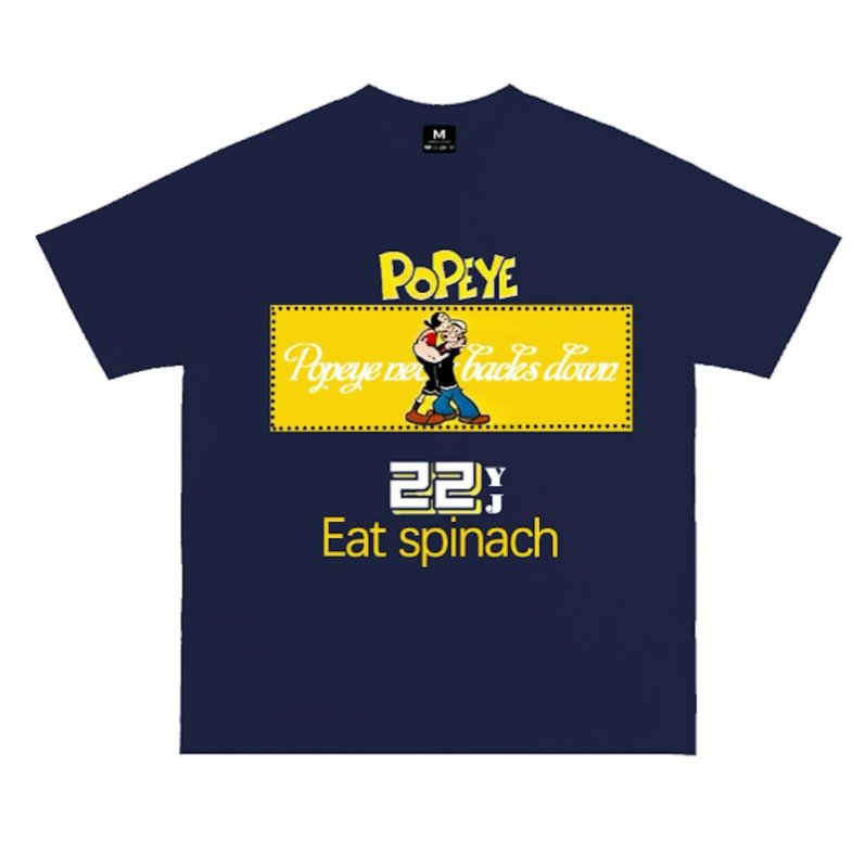 画像4:  Popeye & Olive printT-shirt ユニセックス 男女兼用ポパイ＆オリーブeat spinachプリントTシャツ (4)