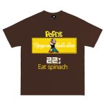 画像6:  Popeye & Olive printT-shirt ユニセックス 男女兼用ポパイ＆オリーブeat spinachプリントTシャツ (6)