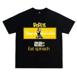 画像2:  Popeye & Olive printT-shirt ユニセックス 男女兼用ポパイ＆オリーブeat spinachプリントTシャツ (2)