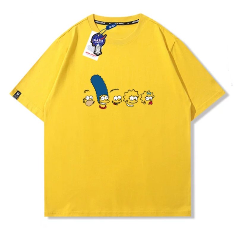 画像4: The Simpsons Family printT-shirt ユニセックス 男女兼用シンプソンズファミリーフェイスプリントTシャツ (4)