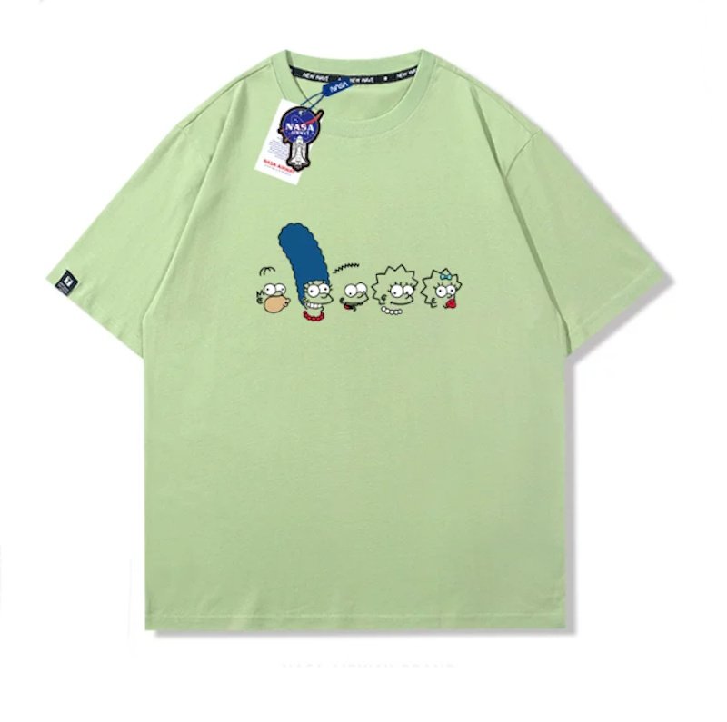 画像6: The Simpsons Family printT-shirt ユニセックス 男女兼用シンプソンズファミリーフェイスプリントTシャツ (6)