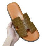 画像12: men's leather H  flat slippers sandals  フラット本革レザーHサンダル　スリッパフリップフロップ (12)