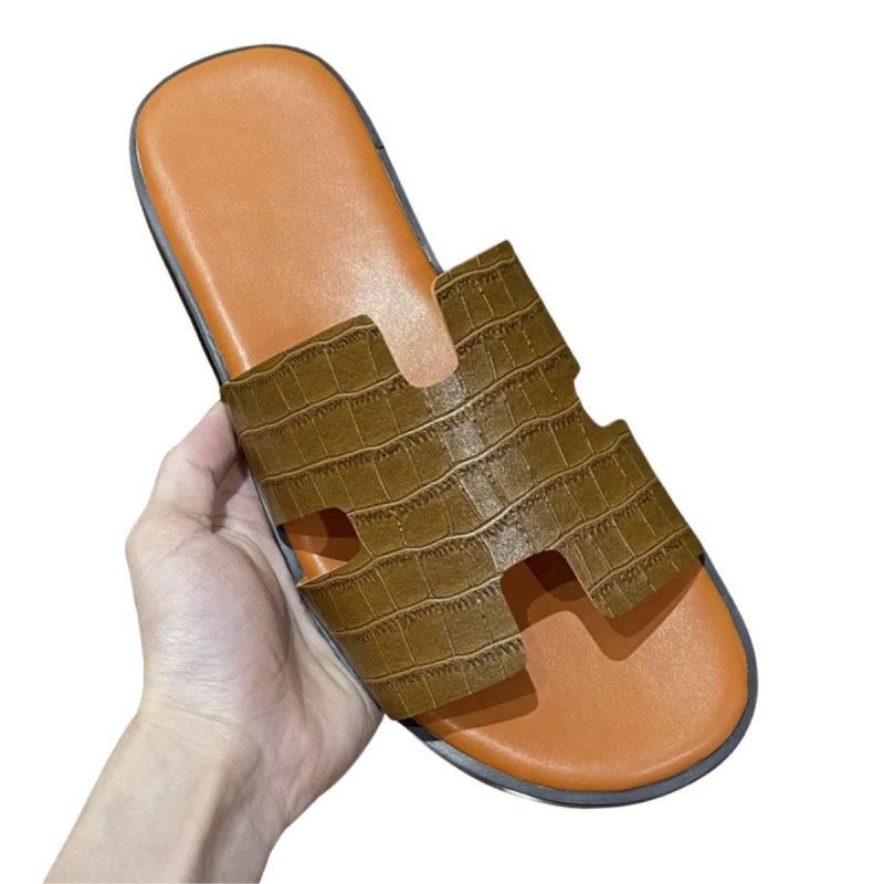 画像12: men's leather H  flat slippers sandals  フラット本革レザーHサンダル　スリッパフリップフロップ (12)
