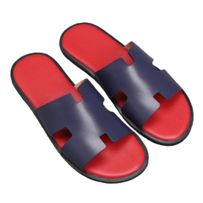 画像5: men's leather H  flat slippers sandals  フラット本革レザーHサンダル　スリッパフリップフロップ (5)