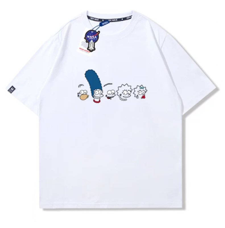 画像1: The Simpsons Family printT-shirt ユニセックス 男女兼用シンプソンズファミリーフェイスプリントTシャツ (1)