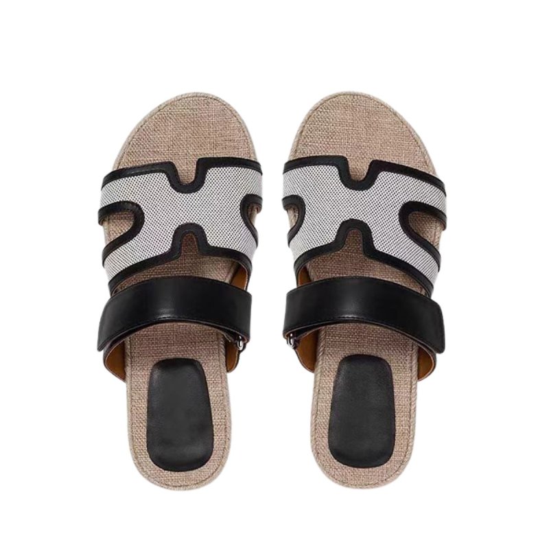 画像4: H-mark strap flat espadrille sandals slippers  shoes   Hマークストラップフラットエスパドリーユ  ベルクロサンダル スリッパ  シューズ　 (4)